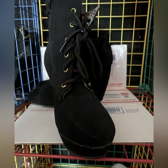 Tonglida-Women's chunky platform boots elegant round heel ankle boots high heels - Picture 6 of 14